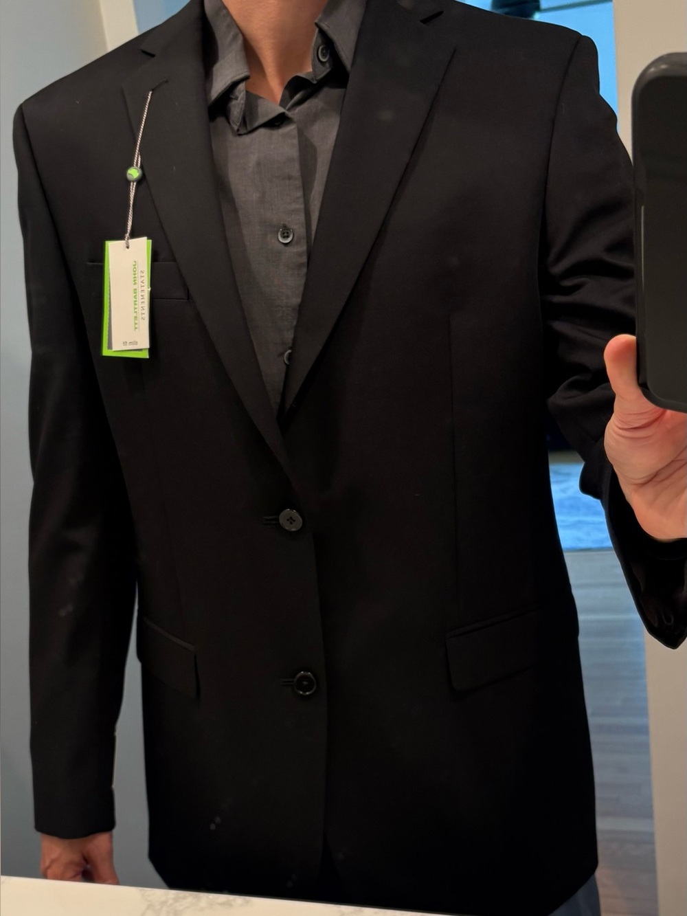 Men's Black Two-Button Sport Coat Blazer